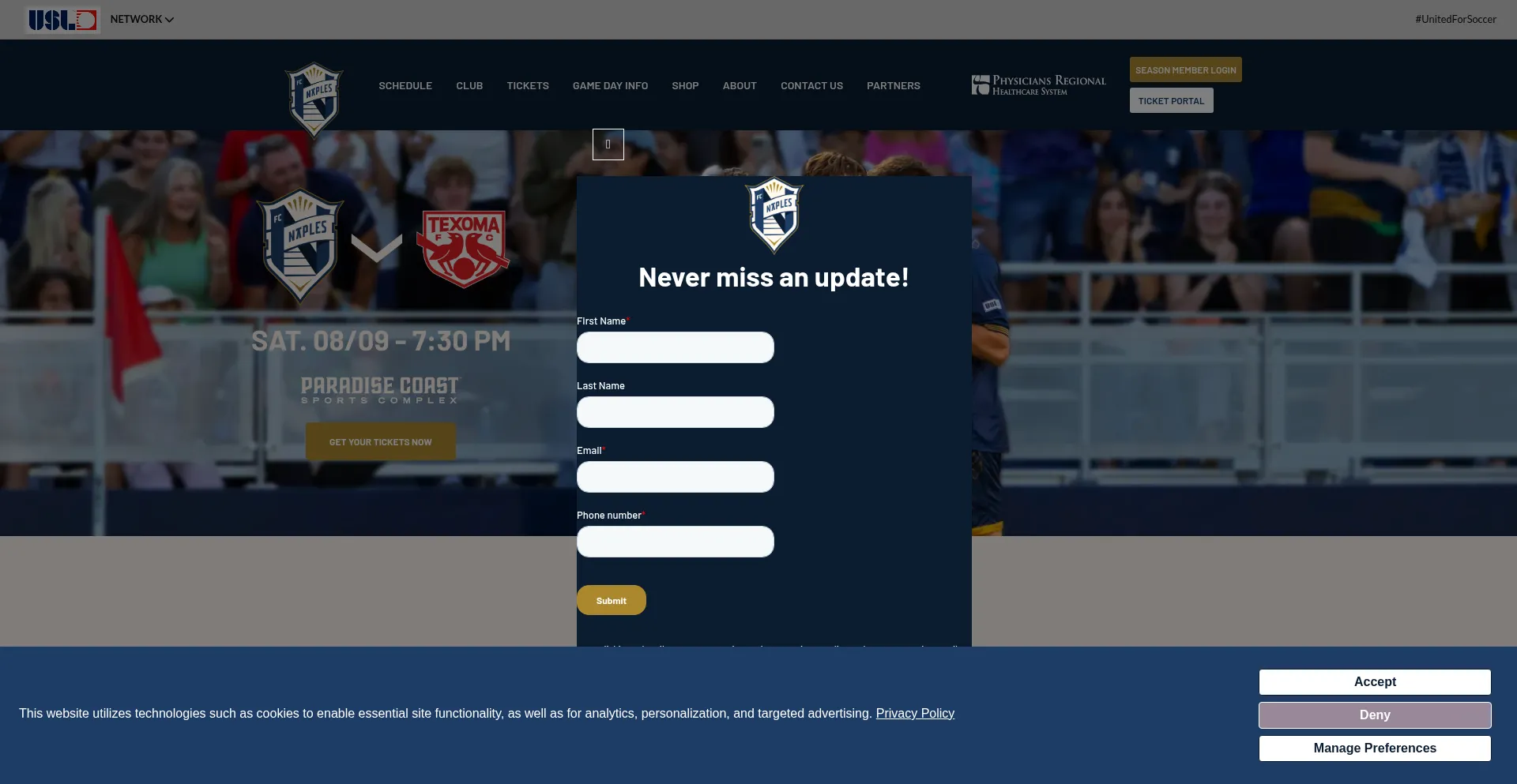 Website screenshot of Fcnaples.com