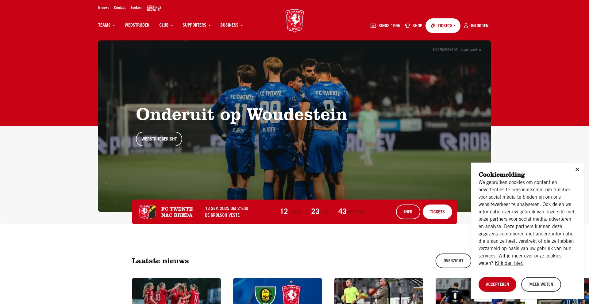 Website screenshot of Fctwente.nl