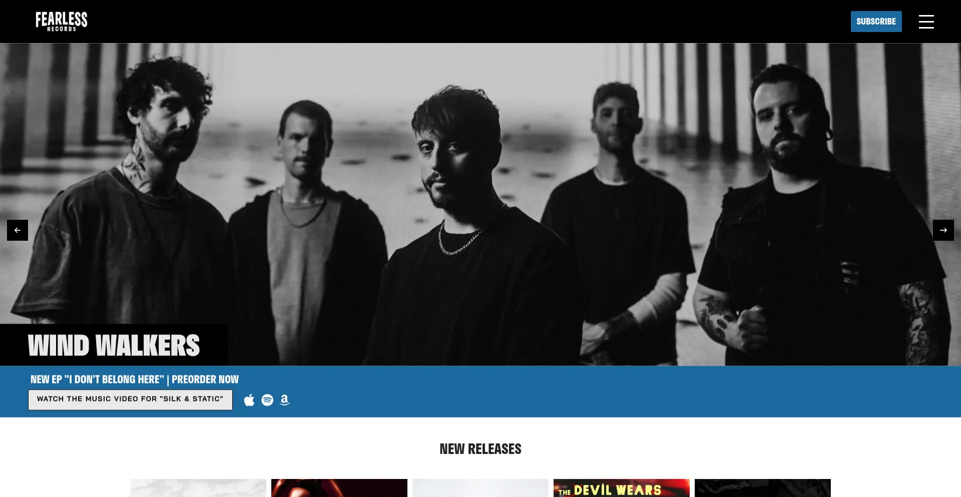 Website screenshot of Fearlessrecords.com