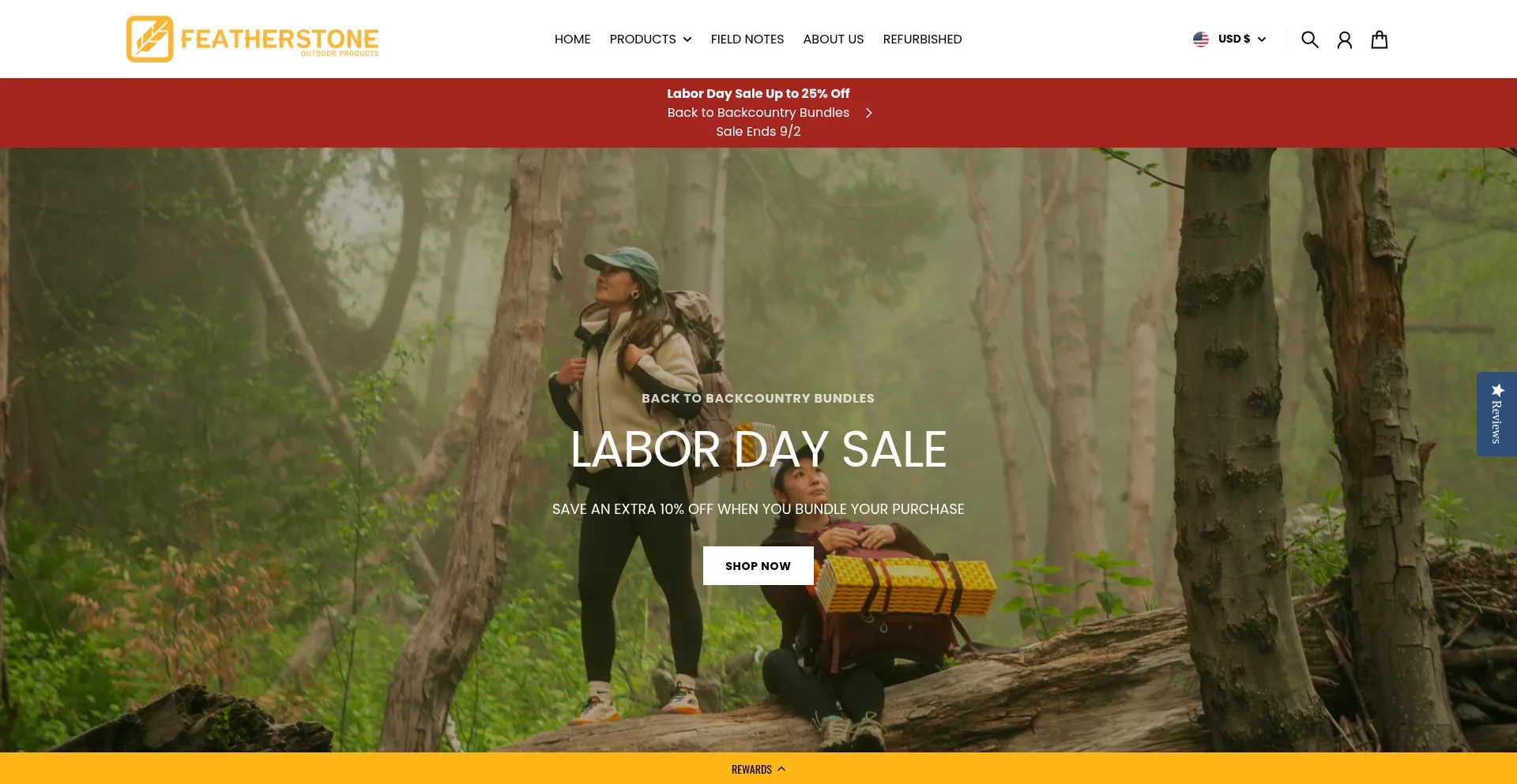 Website screenshot of Featherstoneoutdoor.com