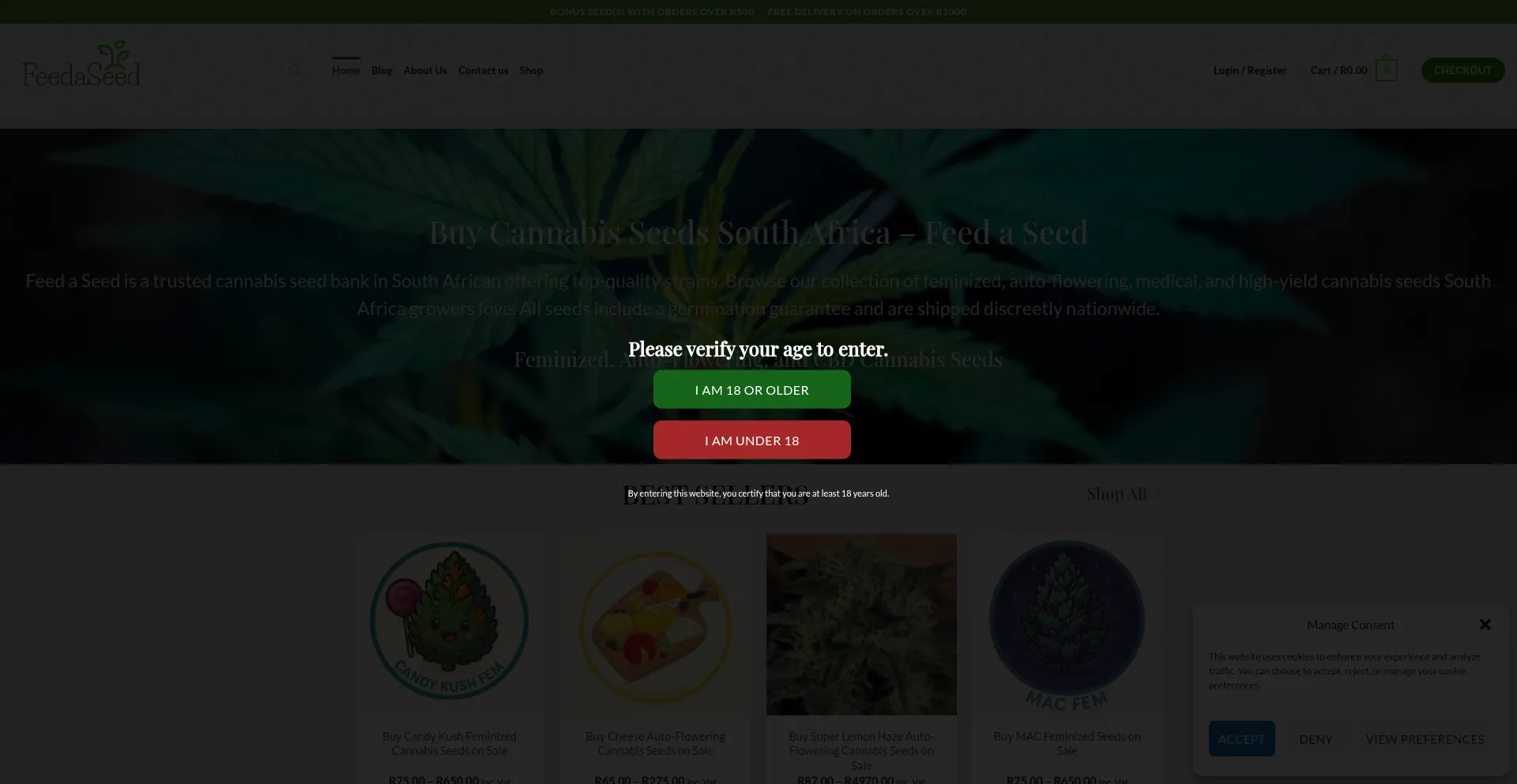 Website screenshot of Feedaseed.co.za