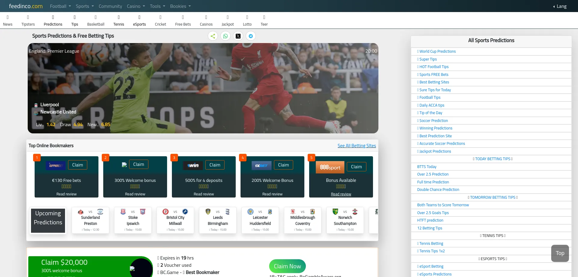 Website screenshot of Feedinco.com