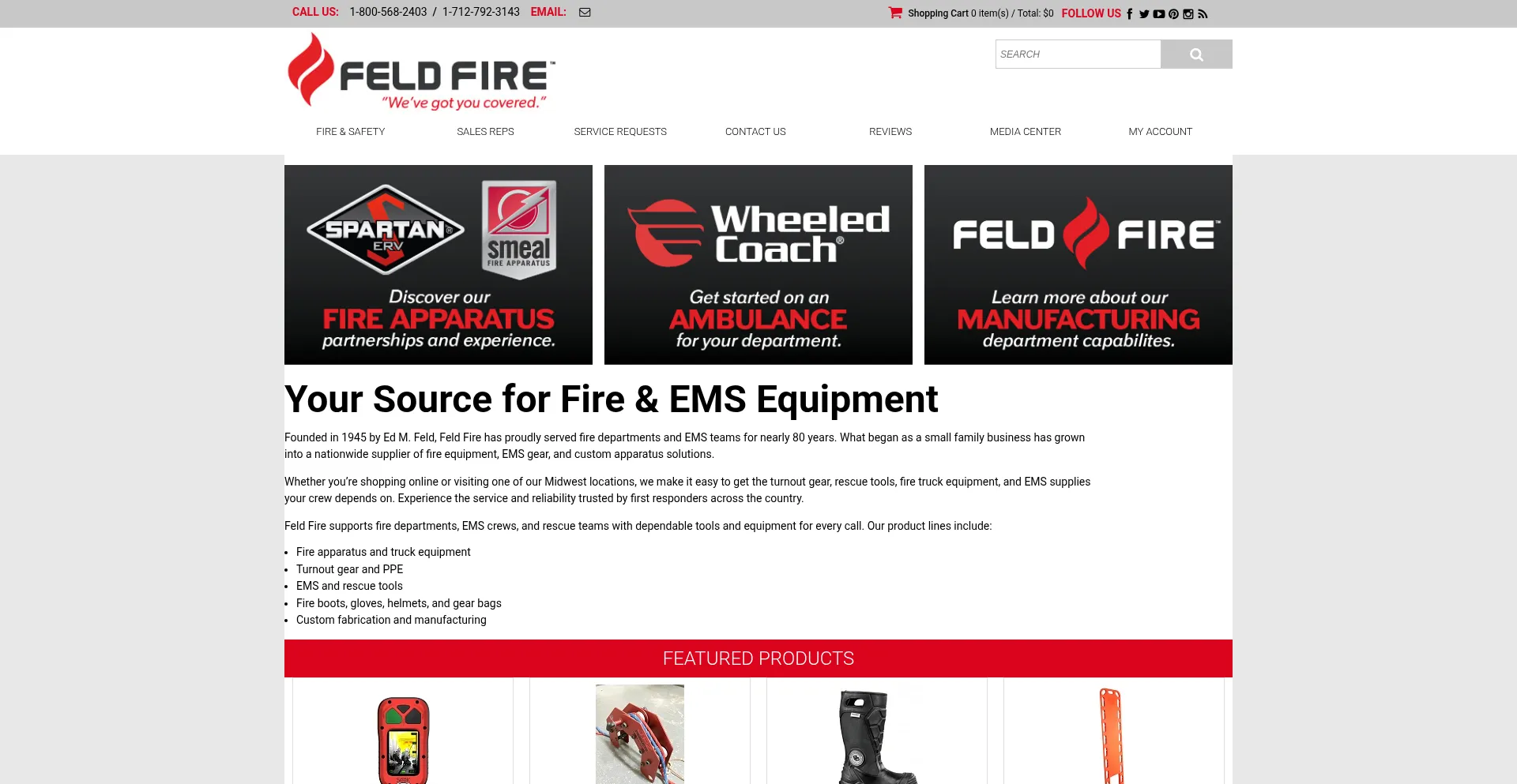 Website screenshot of Feldfire.com