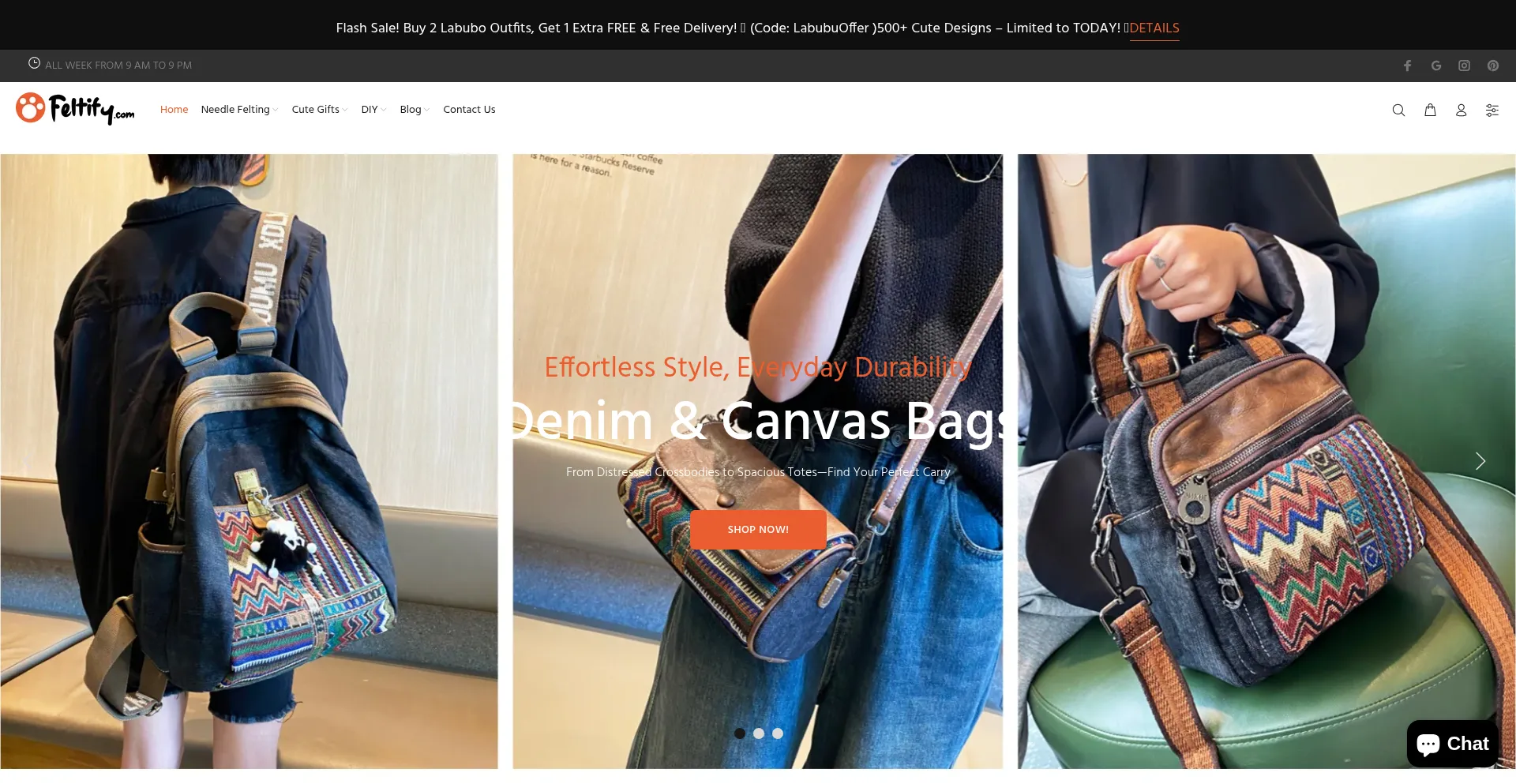 Website screenshot of Feltify.com