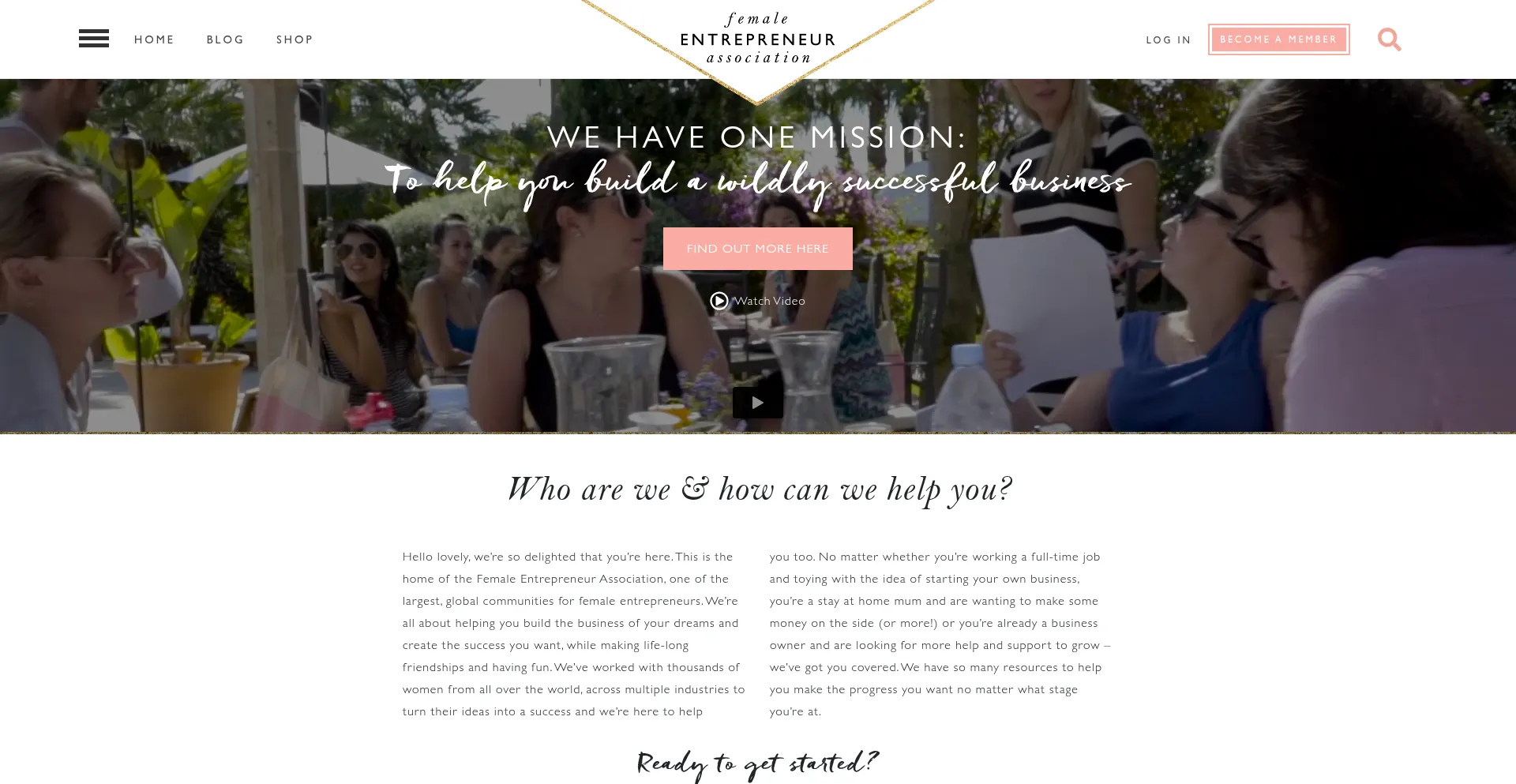 Website screenshot of Femaleentrepreneurassociation.com