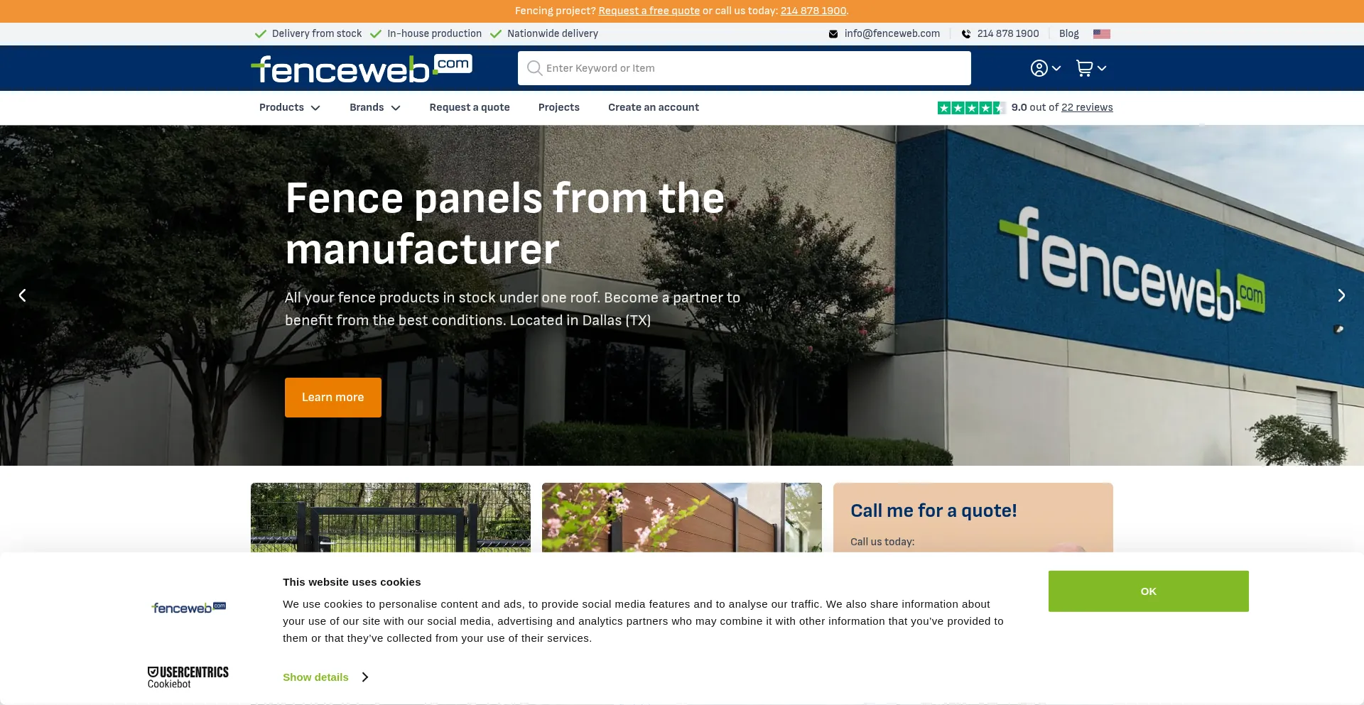 Website screenshot of Fenceweb.com