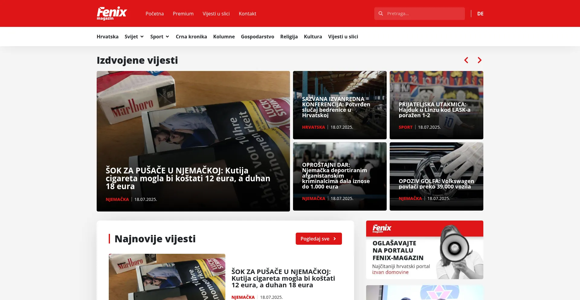 Website screenshot of Fenix-magazin.de