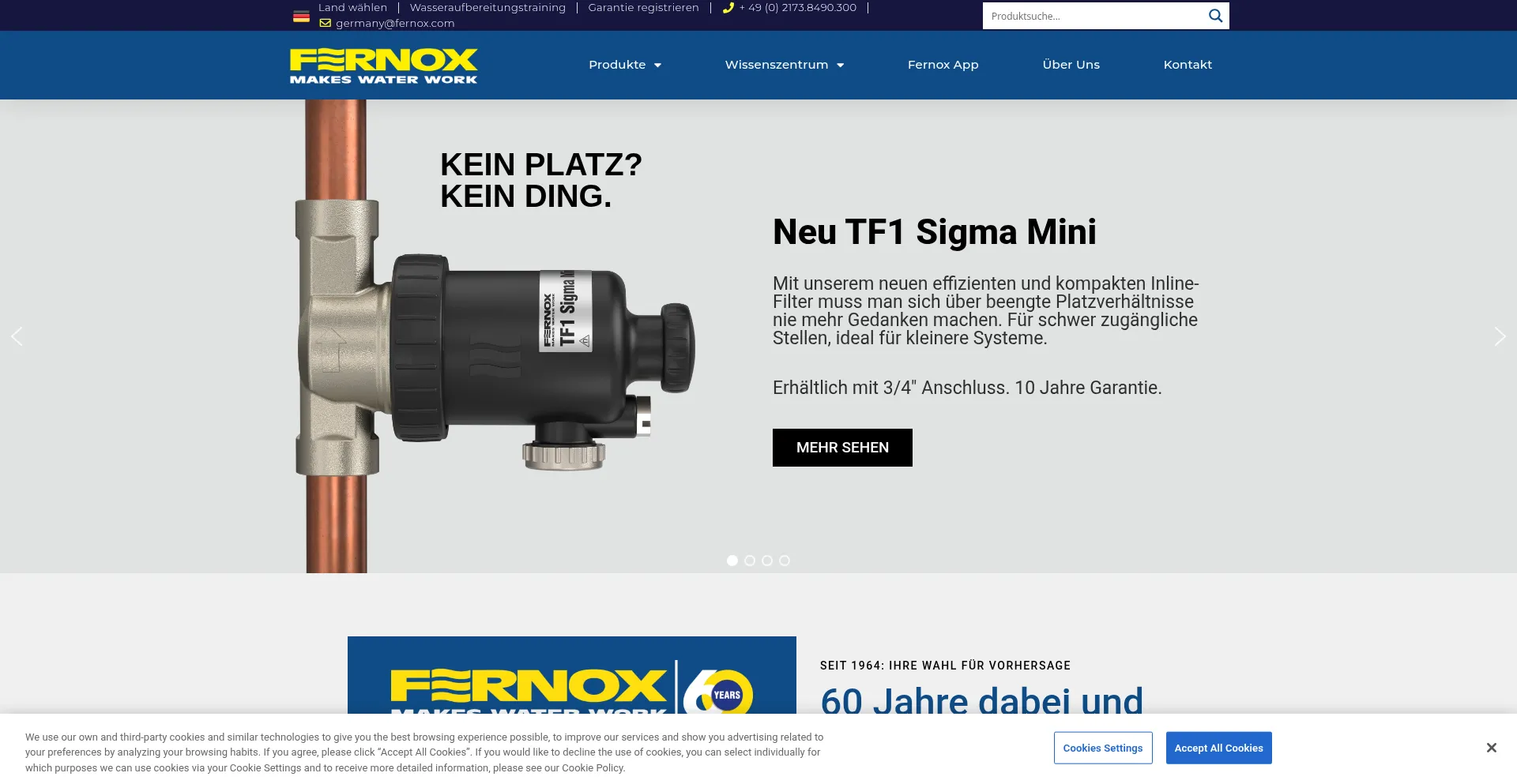 Website screenshot of Fernox.at