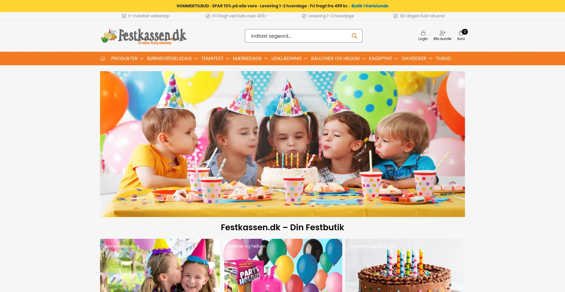 Website screenshot of Festkassen.dk