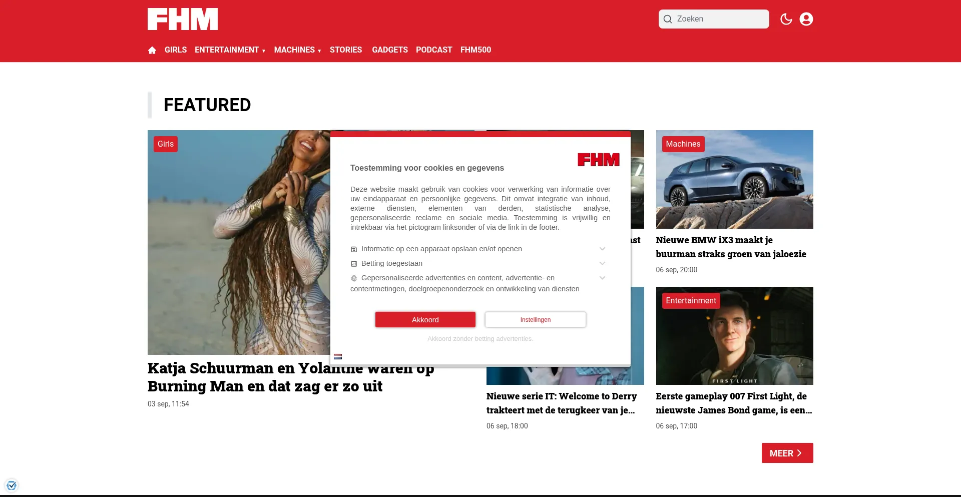 Website screenshot of Fhm.nl