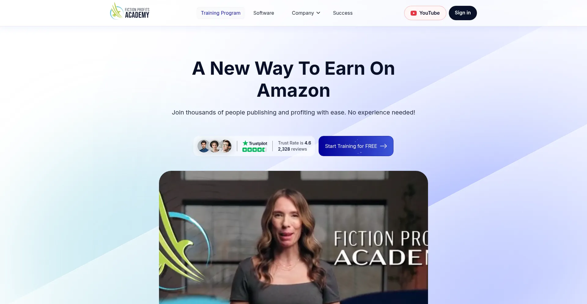 Website screenshot of Fictionprofitsacademy.com