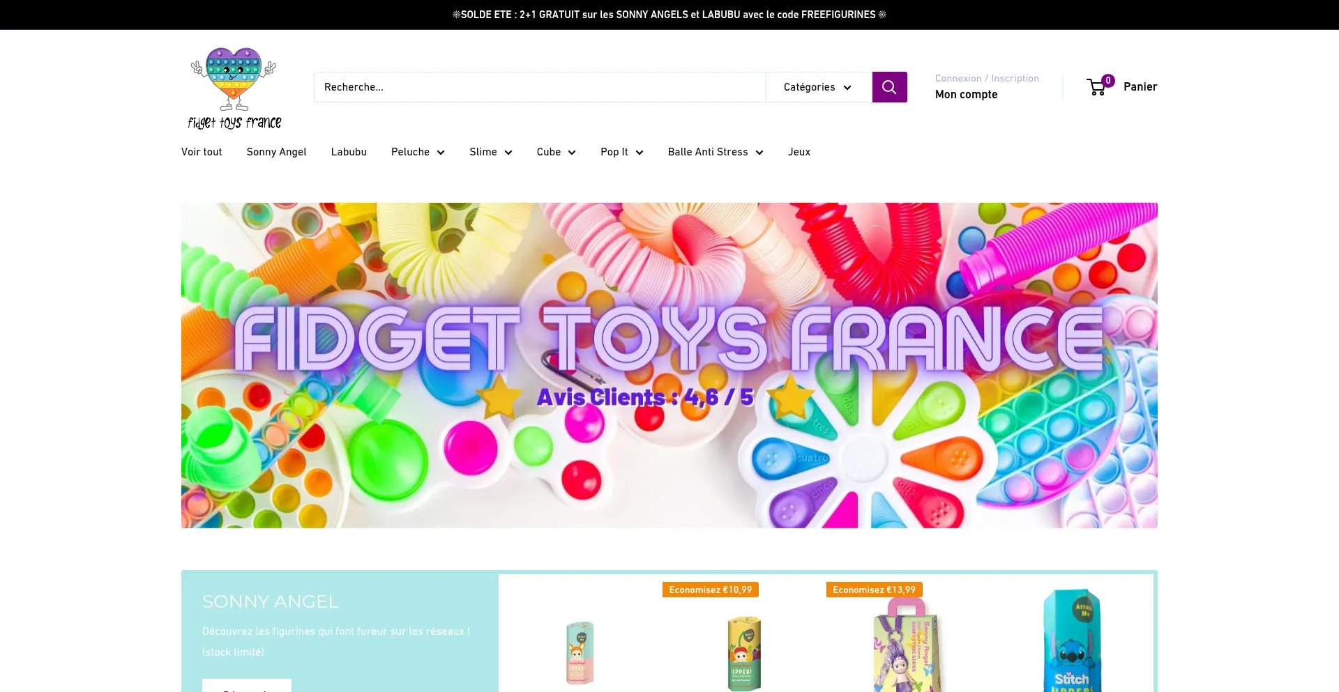 Website screenshot of Fidget-toys-france.fr