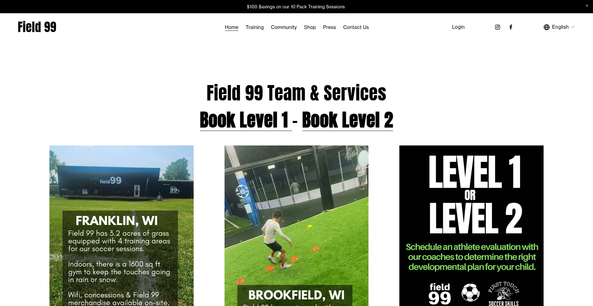 Website screenshot of Field99.com