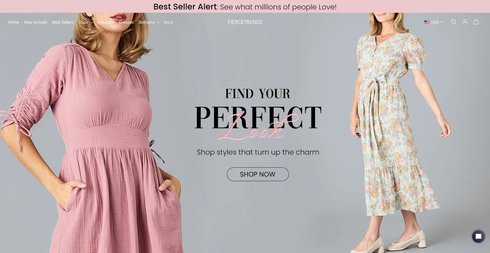 Website screenshot of Fiercetrendz.com