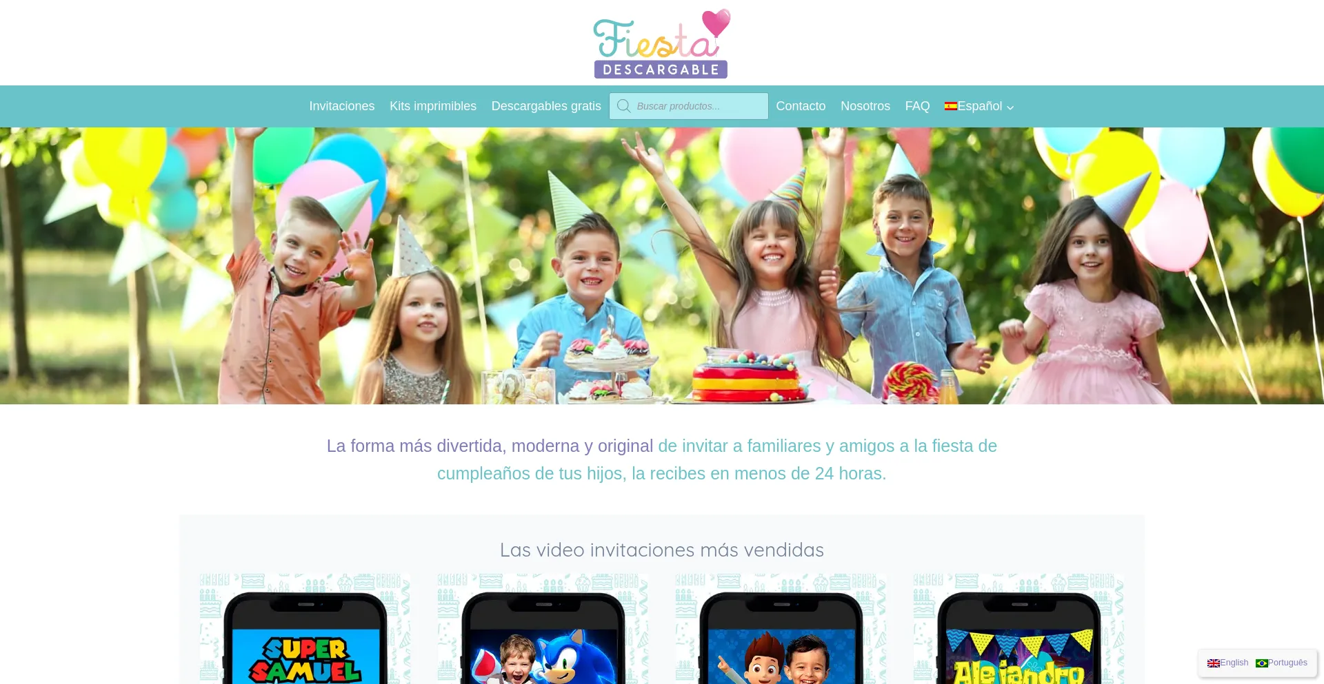 Website screenshot of Fiestadescargable.com