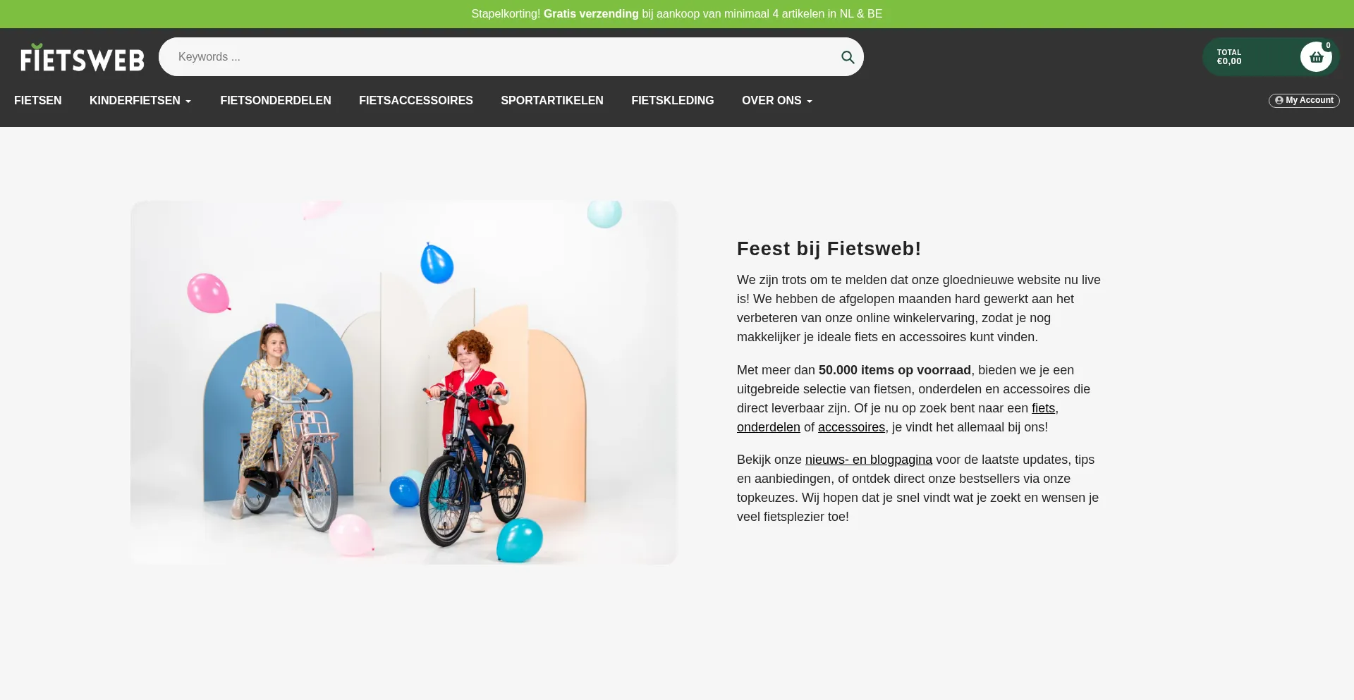 Website screenshot of Fietsweb.nl