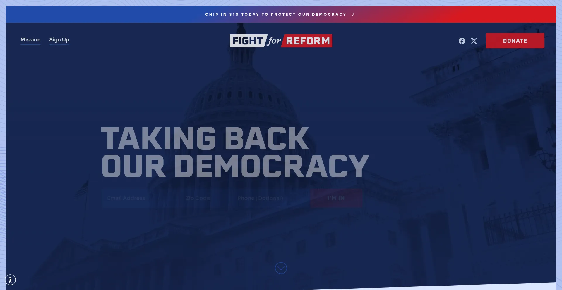 Website screenshot of Fight-4-reform.us
