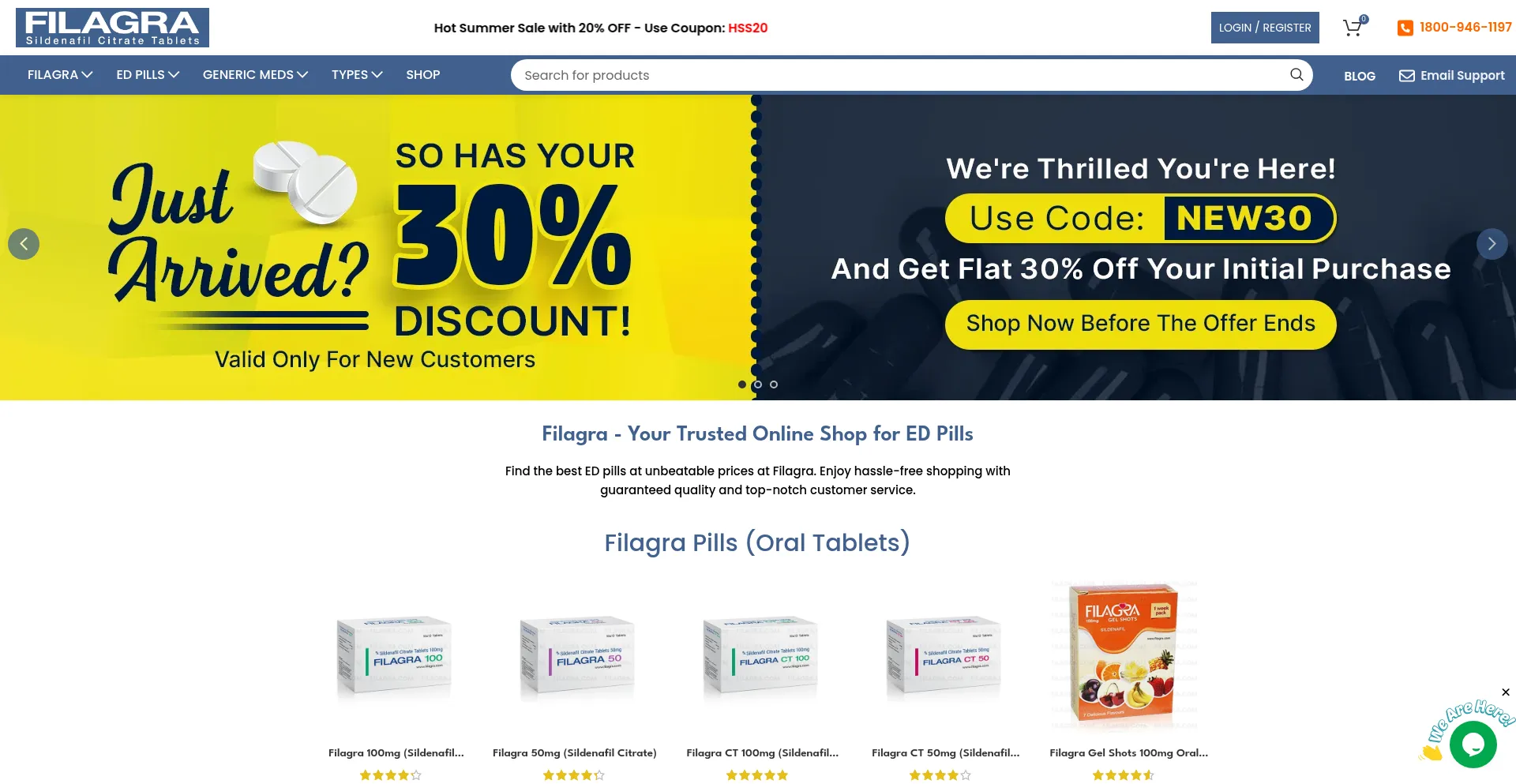 Website screenshot of Filagra.com