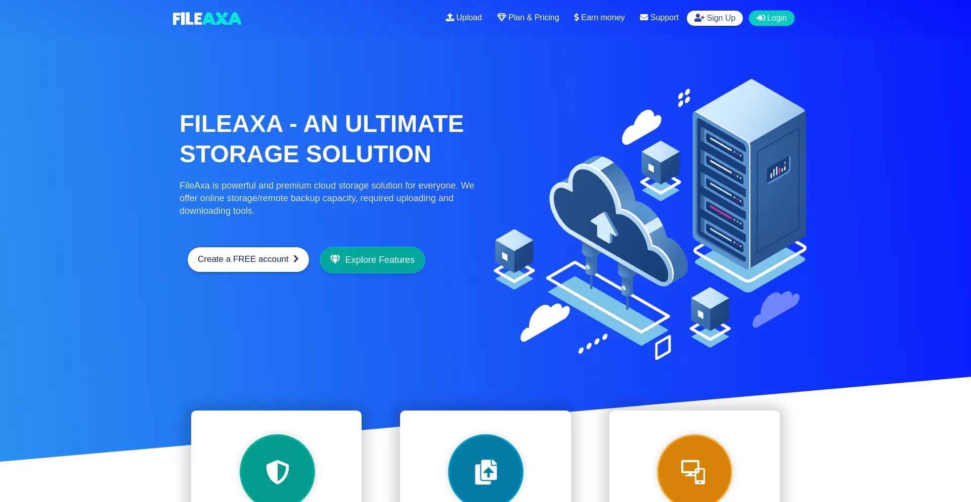 Website screenshot of Fileaxa.com