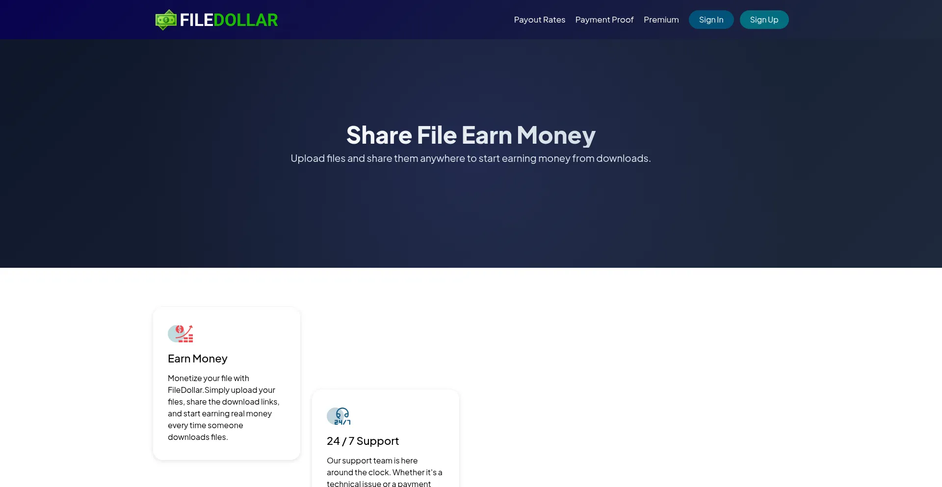 Website screenshot of Filedollar.com