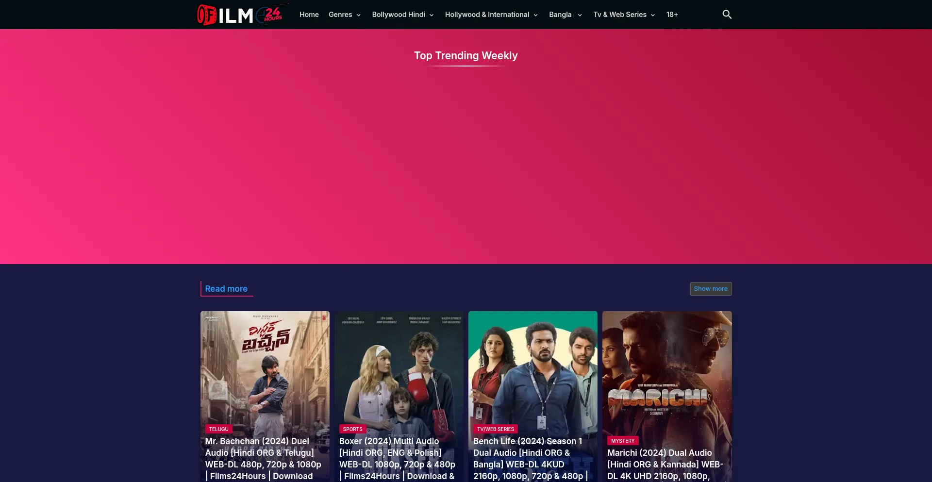 Website screenshot of Films24hours.blogspot.com
