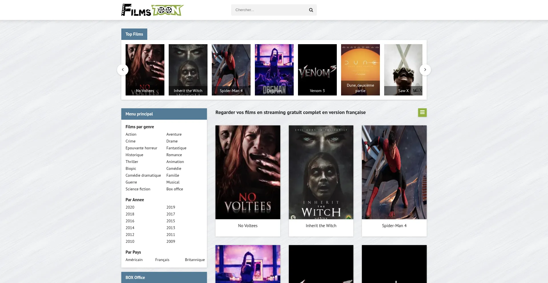 Website screenshot of Filmstoon.art