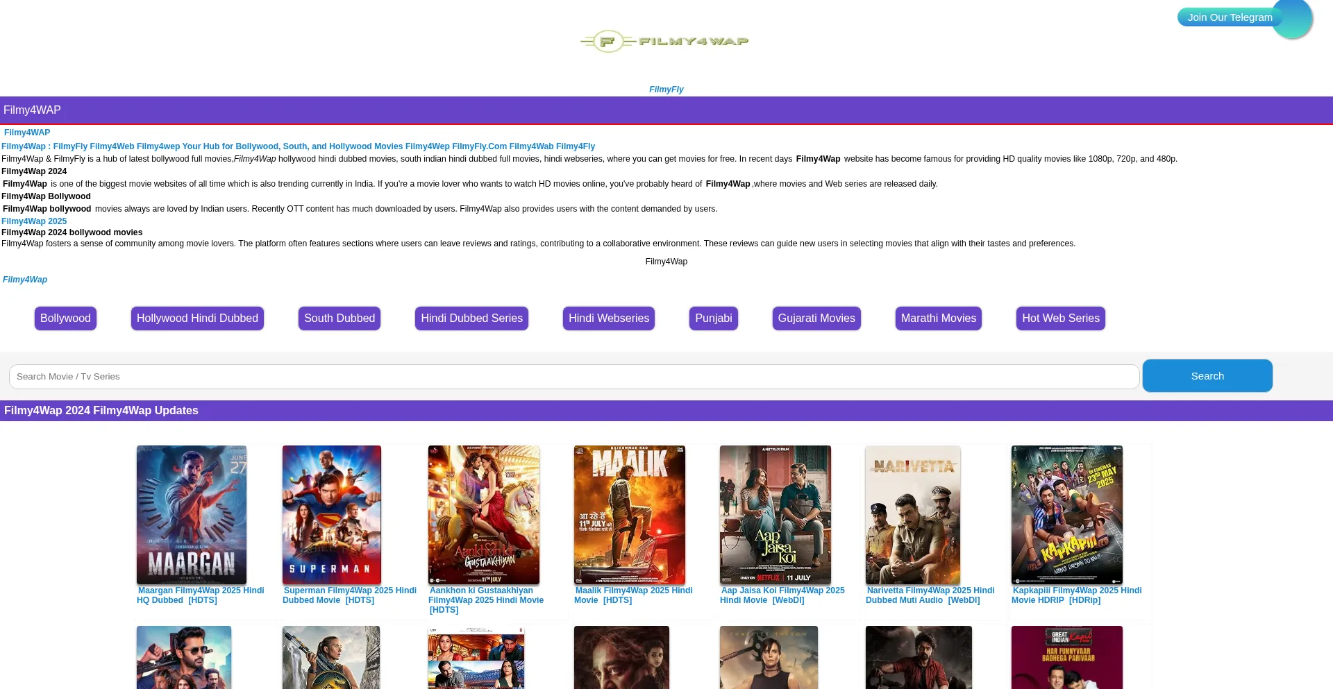 Website screenshot of Filmy4wap.email
