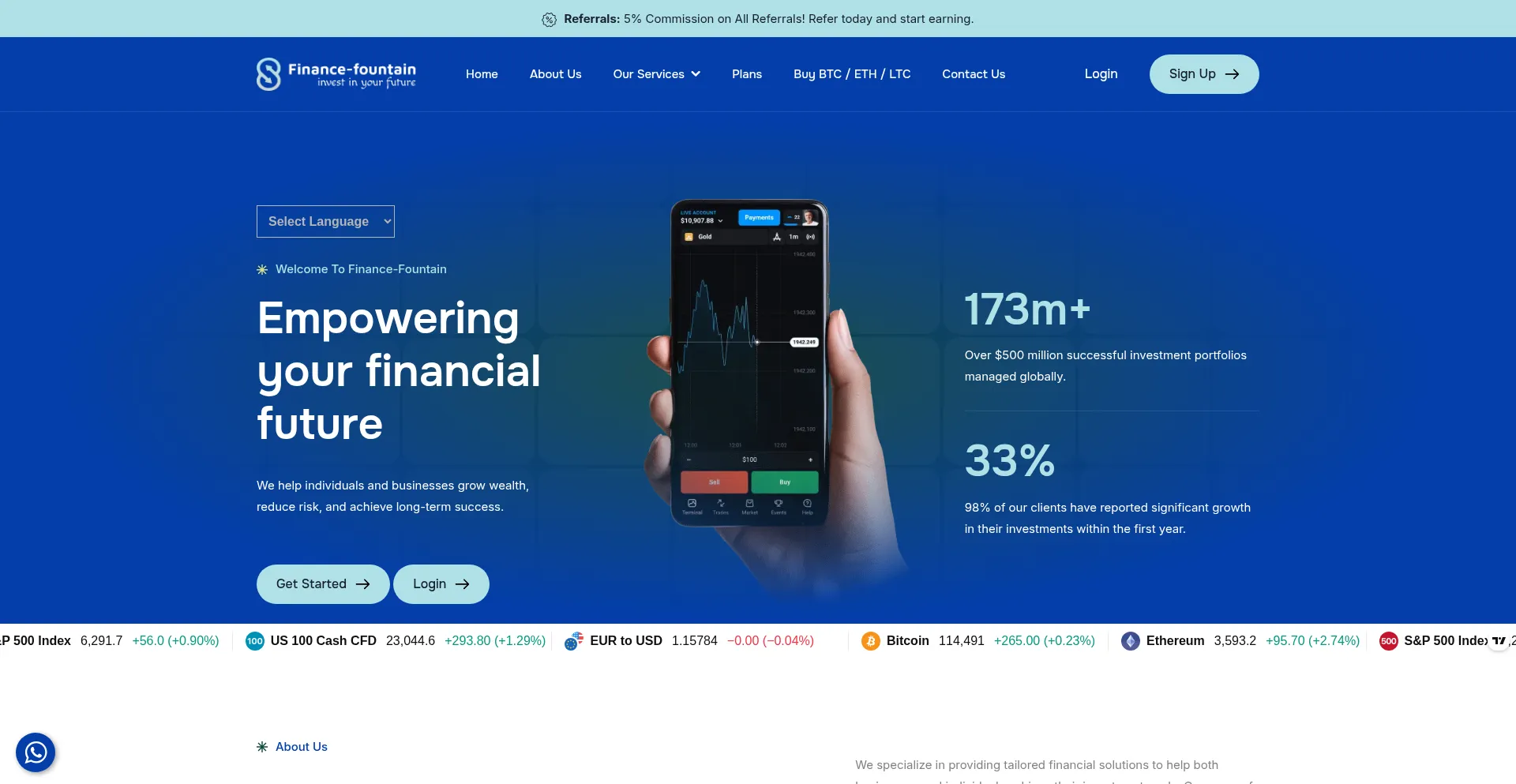 Website screenshot of Finance-fountain.com