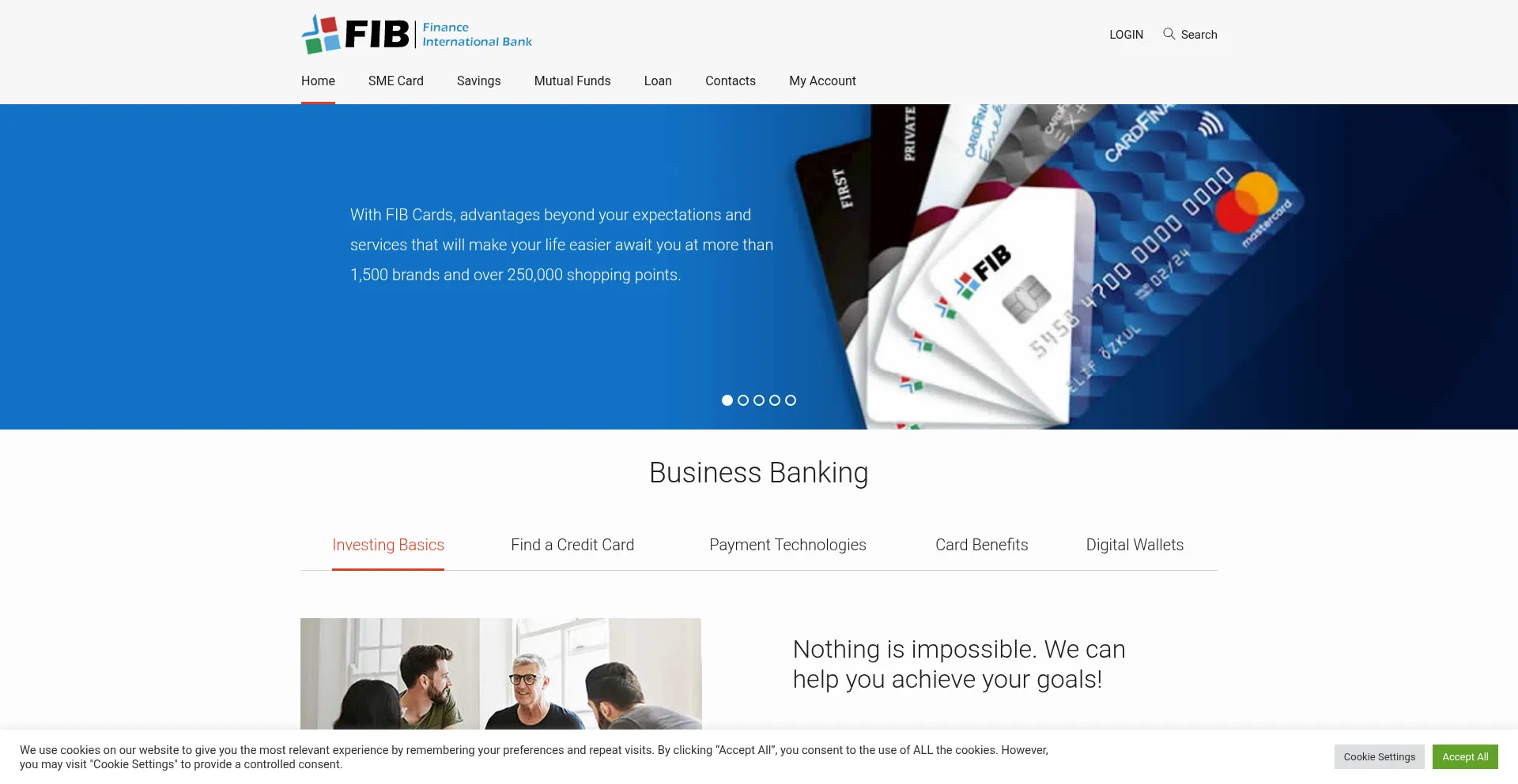 Website screenshot of Financeib.com