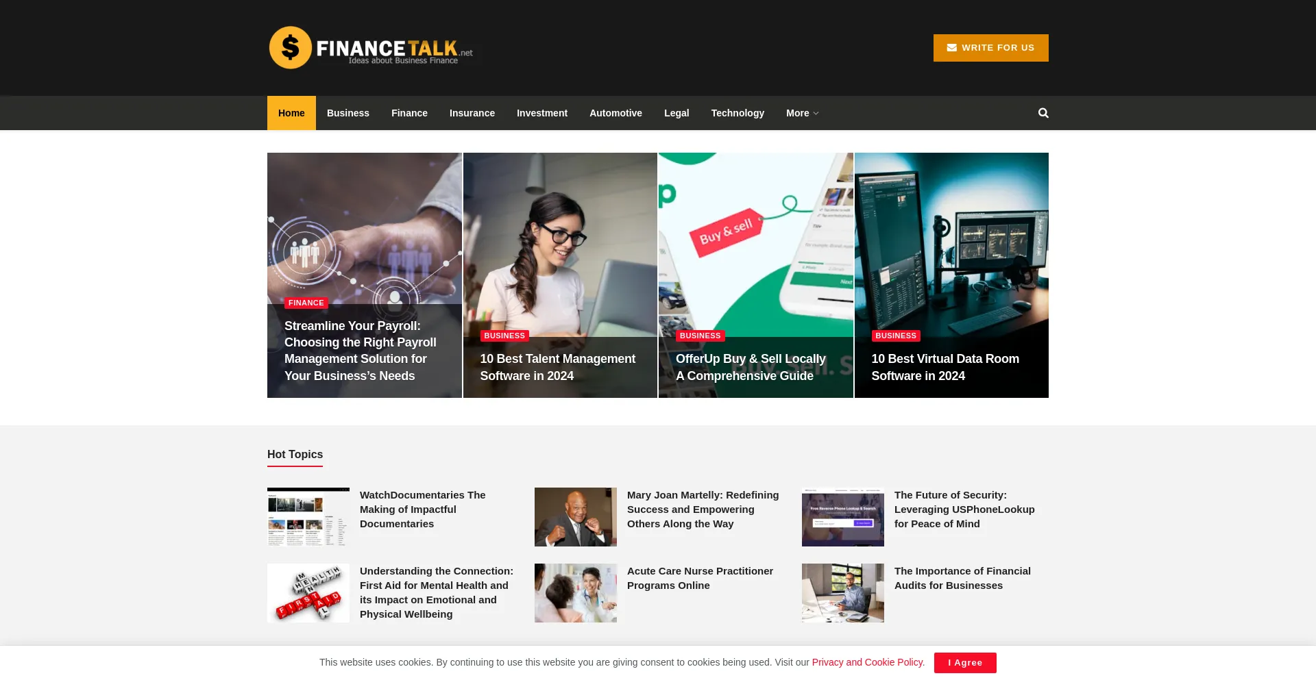 Website screenshot of Financetalks.net