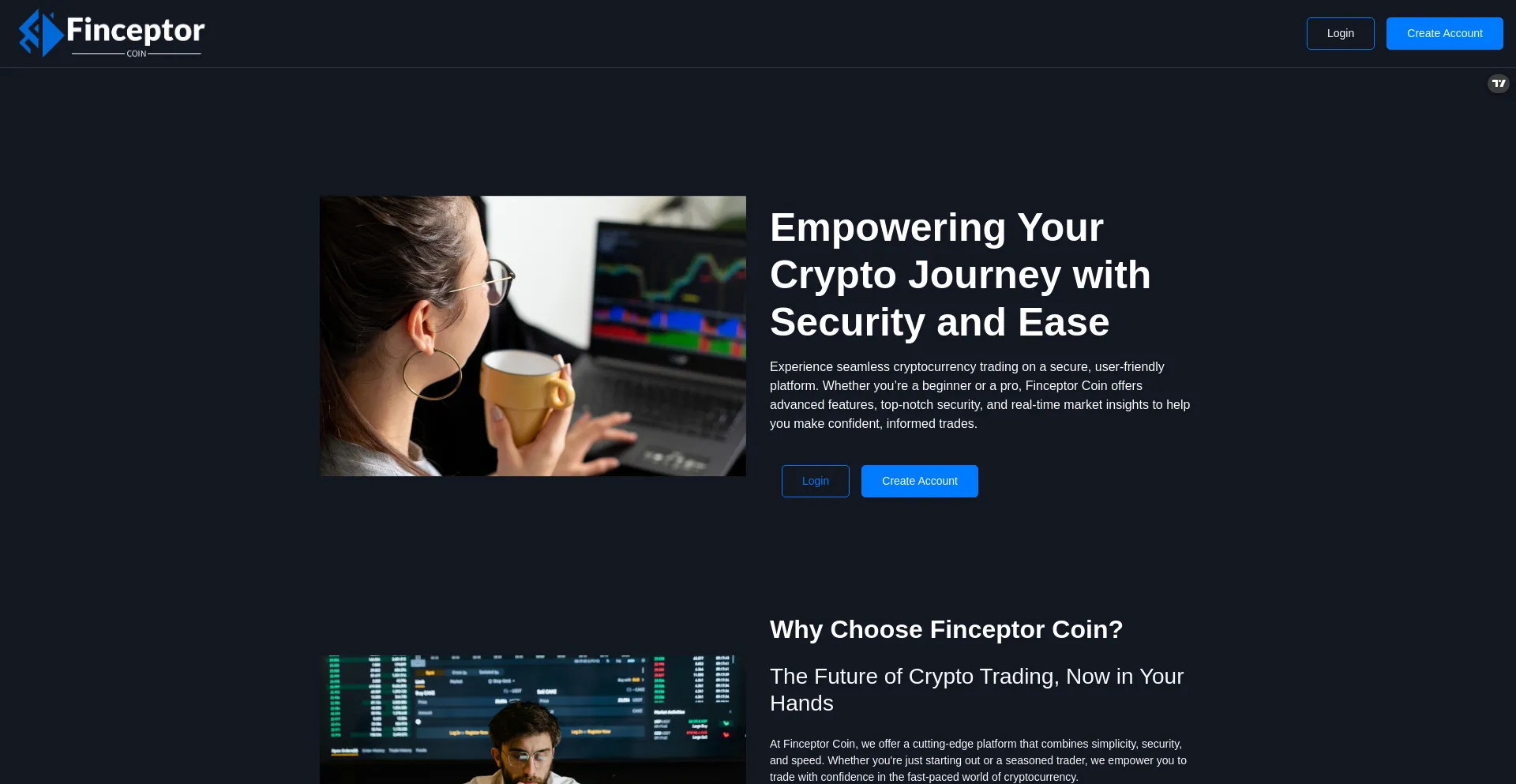 Website screenshot of Finceptortrading.com