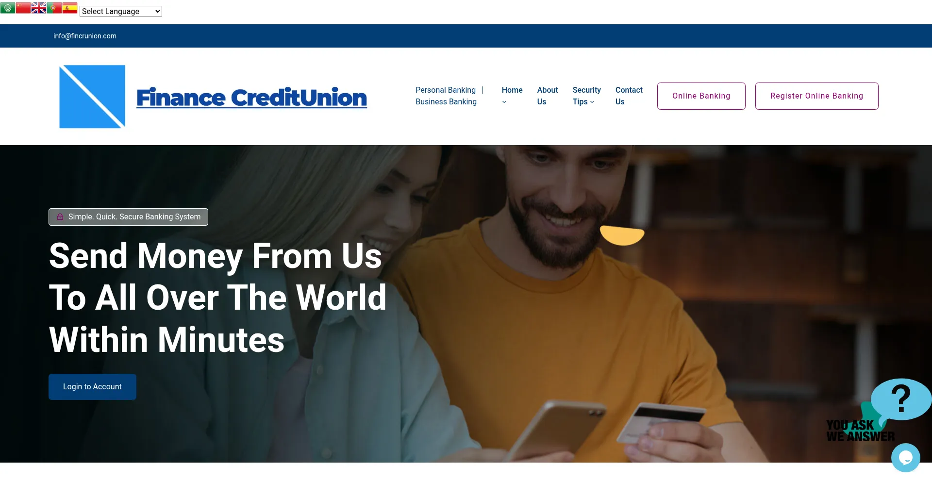 Website screenshot of Fincrunion.com