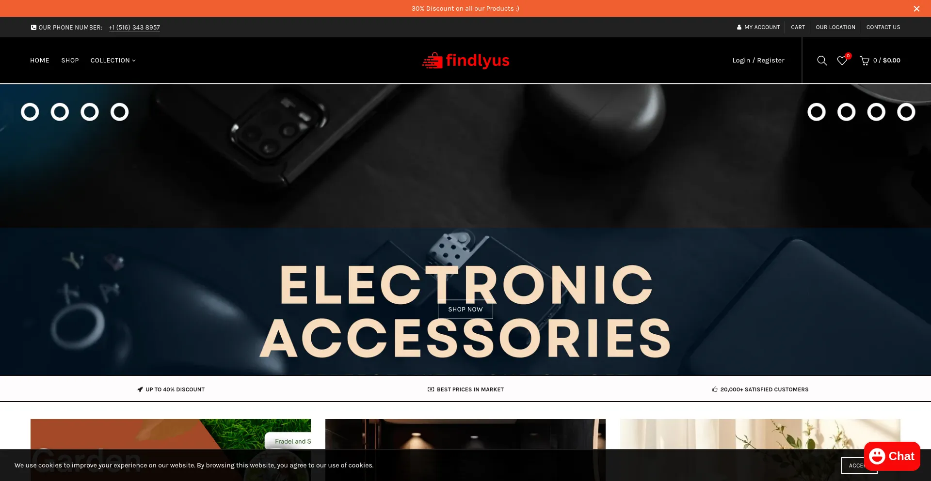 Website screenshot of Findlyus.com