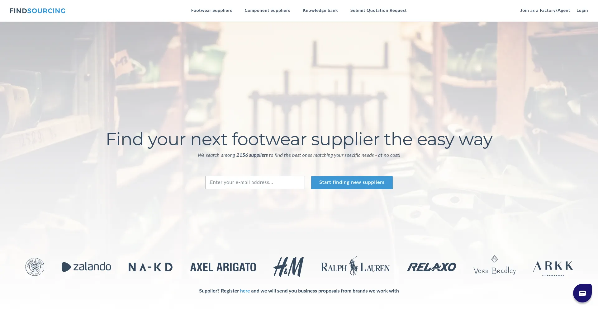 Website screenshot of Findsourcing.com