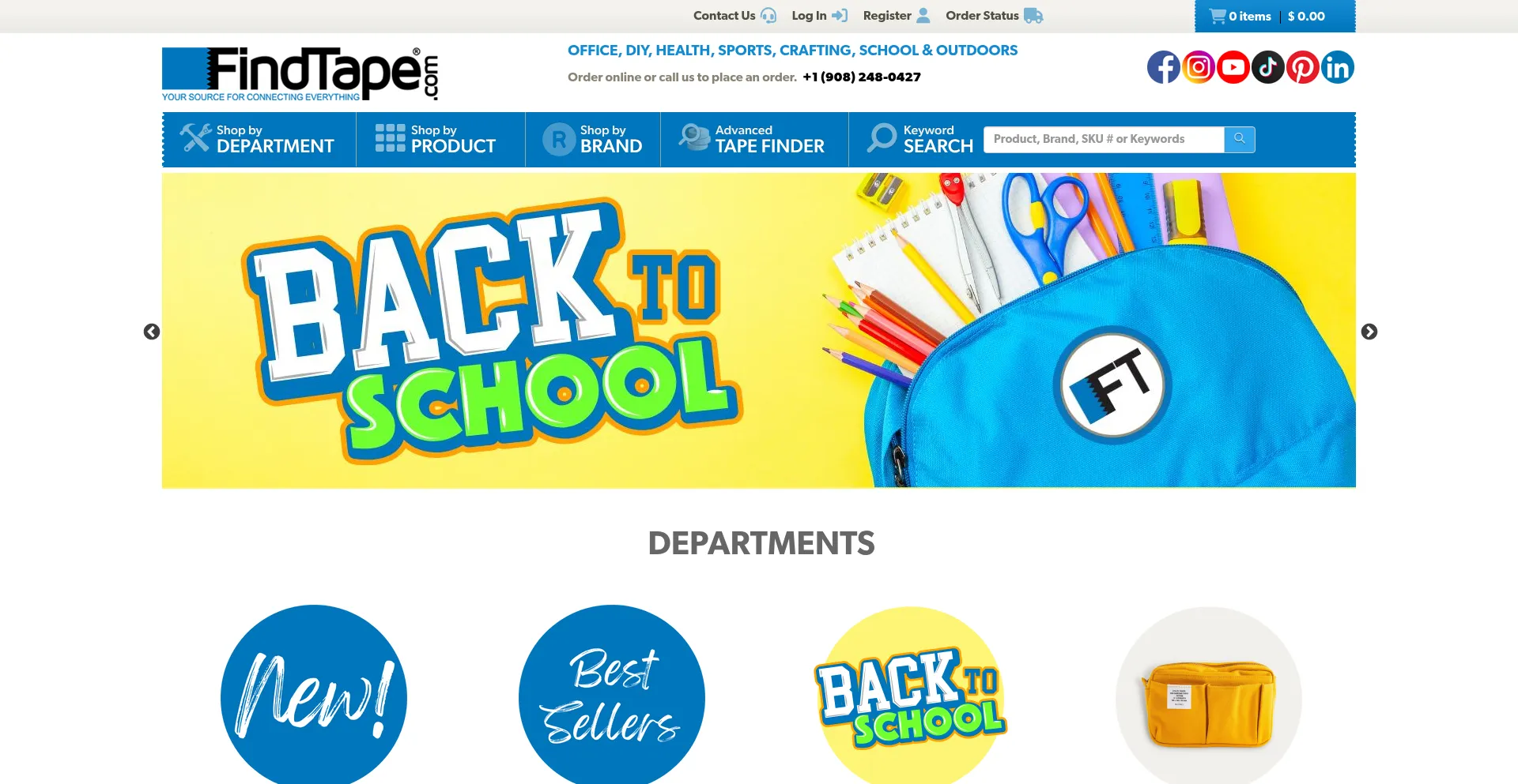 Website screenshot of Findtape.com