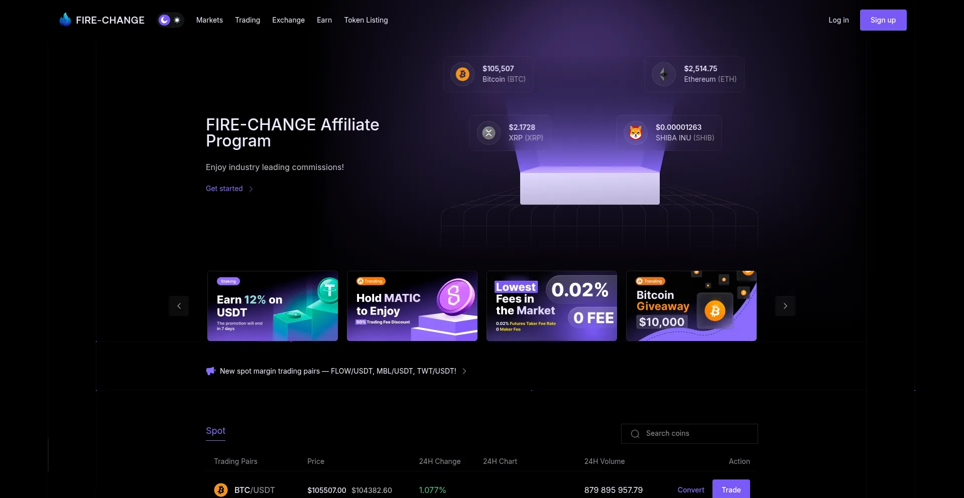Website screenshot of Fire-change.com