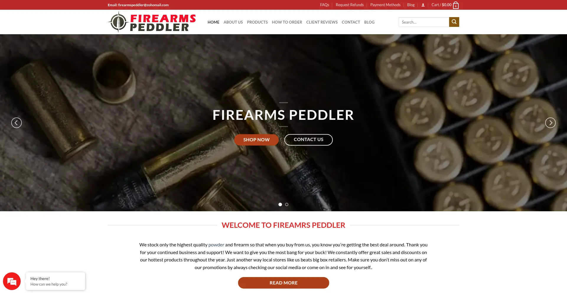 Website screenshot of Firearmspeddler.com