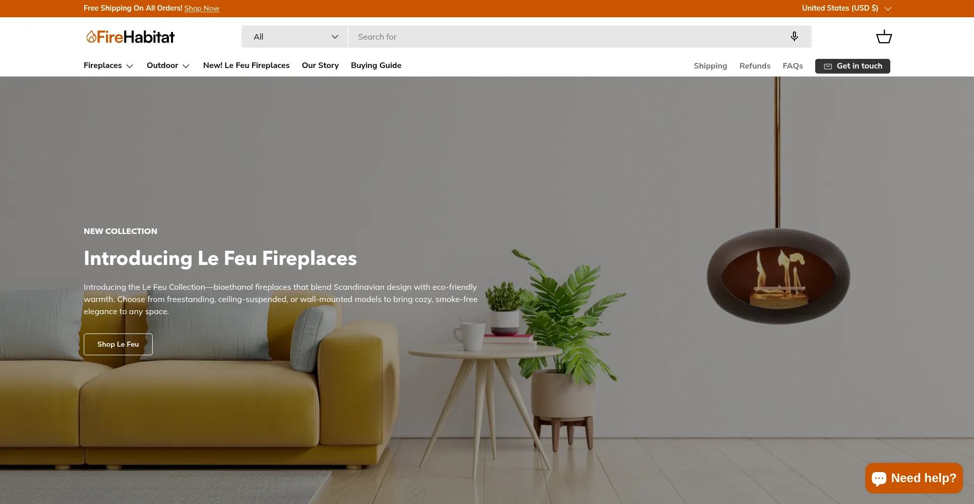 Website screenshot of Firehabitat.com