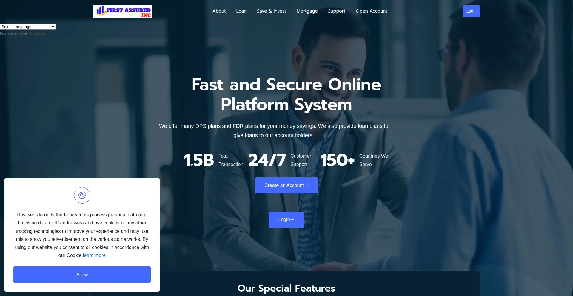 Website screenshot of Firstassuredinc.com