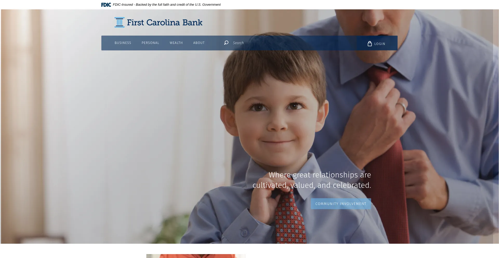 Website screenshot of Firstcarolinabank.com