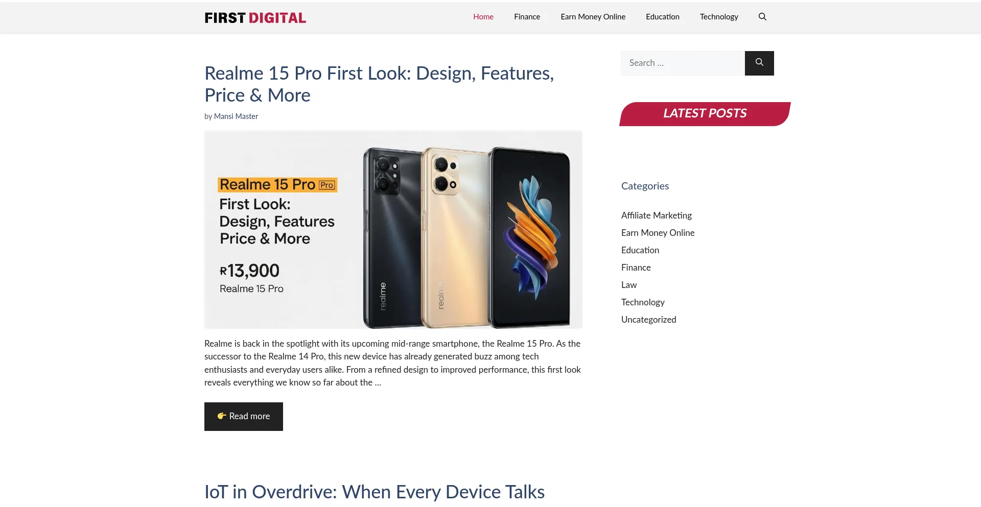 Website screenshot of Firstdigital.in