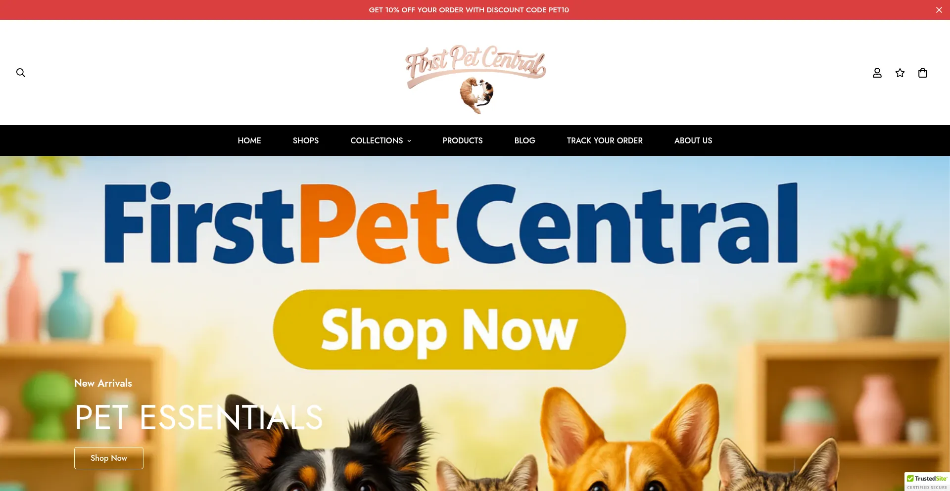 Website screenshot of Firstpetcentral.com