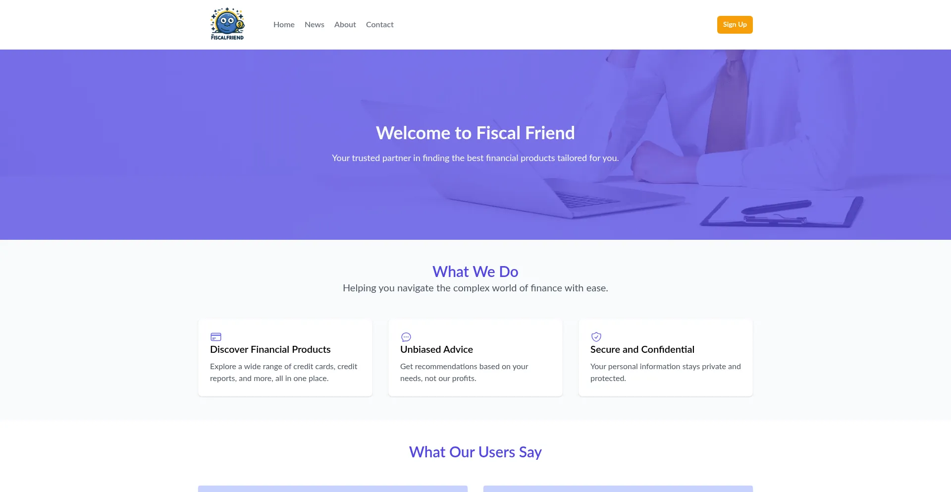 Website screenshot of Fiscal-friend.com