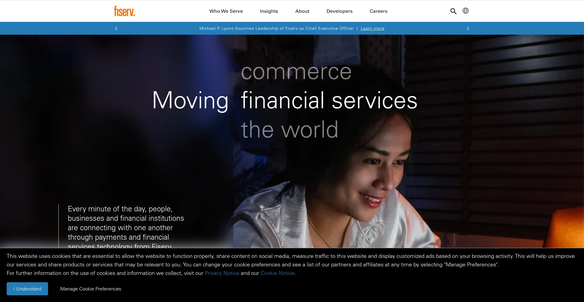 Website screenshot of Fiserv.com