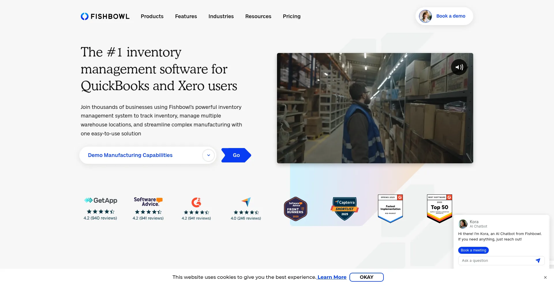 Website screenshot of Fishbowlinventory.com