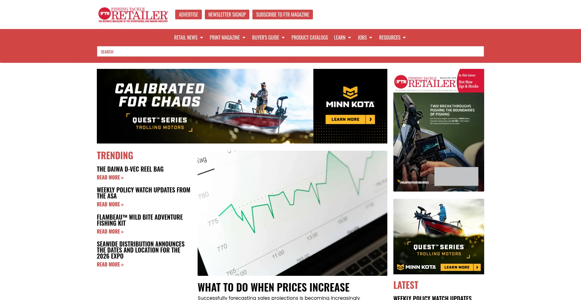Website screenshot of Fishingtackleretailer.com