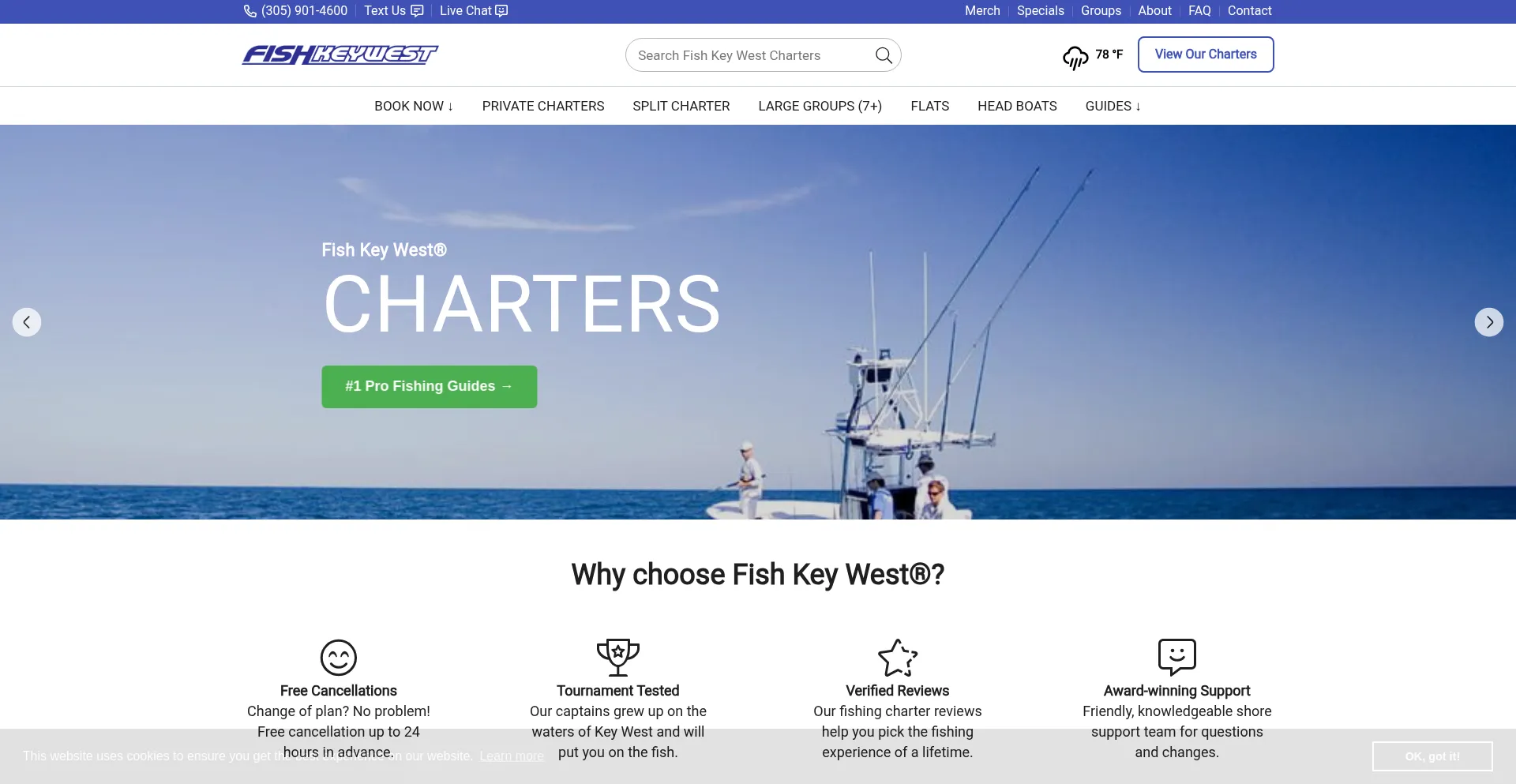 Website screenshot of Fishkeywest.com