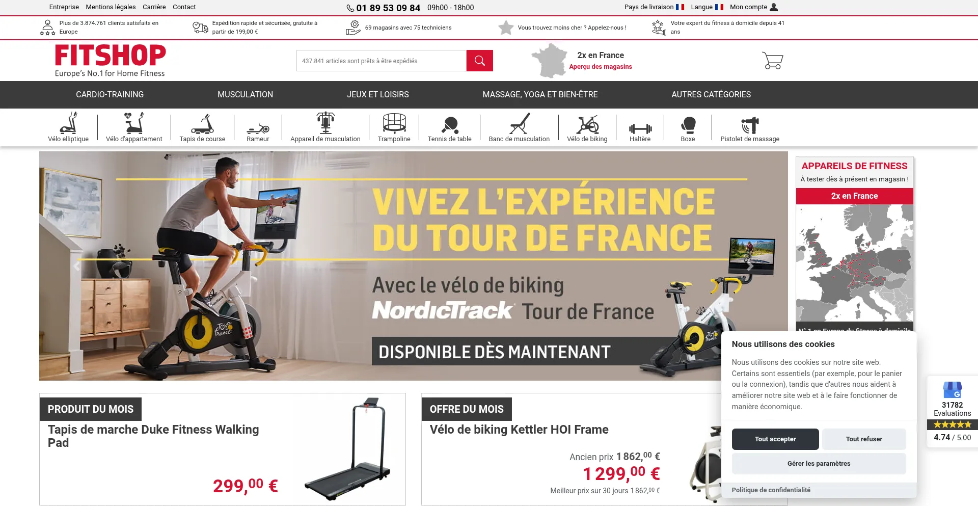 Website screenshot of Fitshop.fr