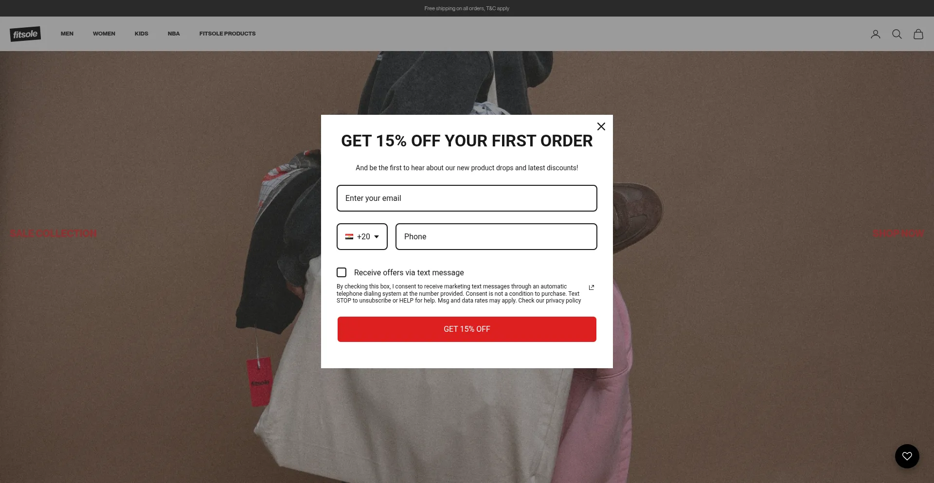 Website screenshot of Fitsole.shop