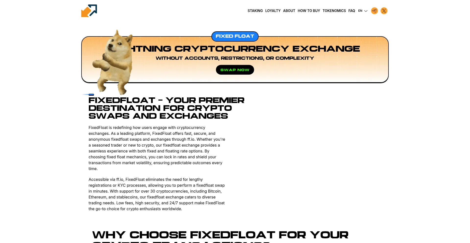 Website screenshot of Fixed-float.to